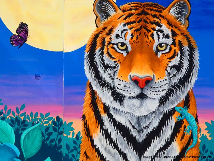 Tigre et papillons