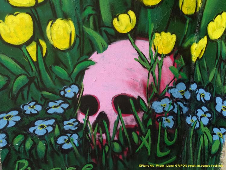 Crâne et fleurs