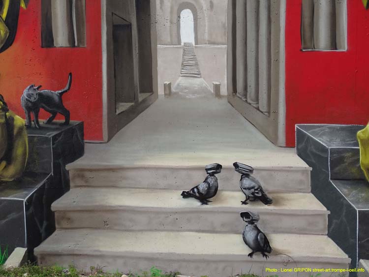 Temple et pigeons