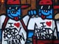 Ours et graffeurs bleus